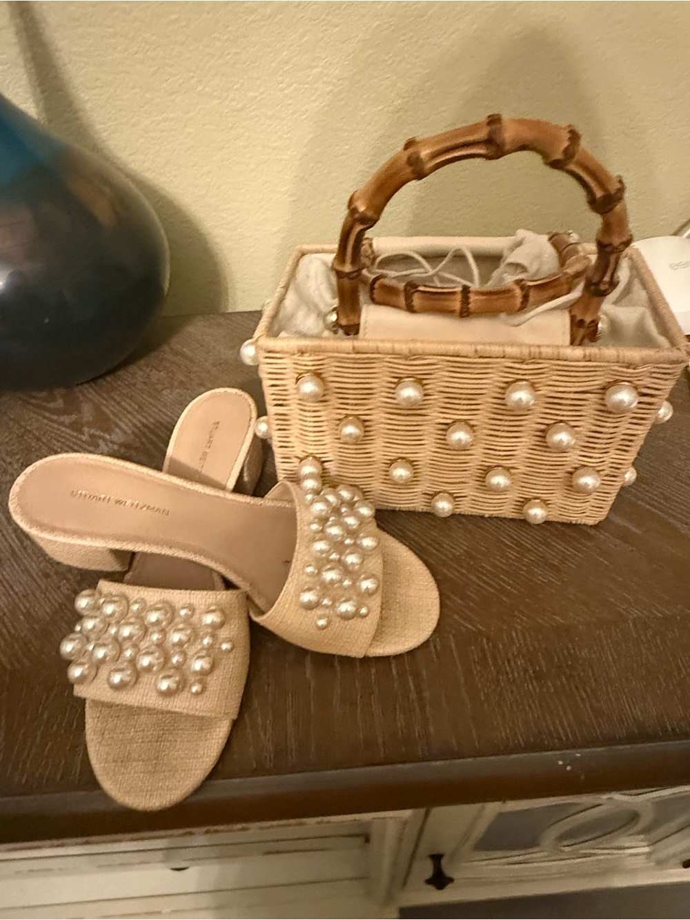 Stuart Weitzman pearl block heel sandal - Picture 2 of 7
